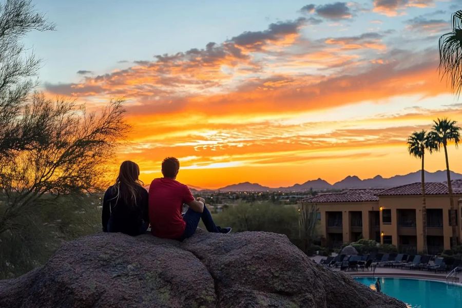 Couple watching an Arizona sunset