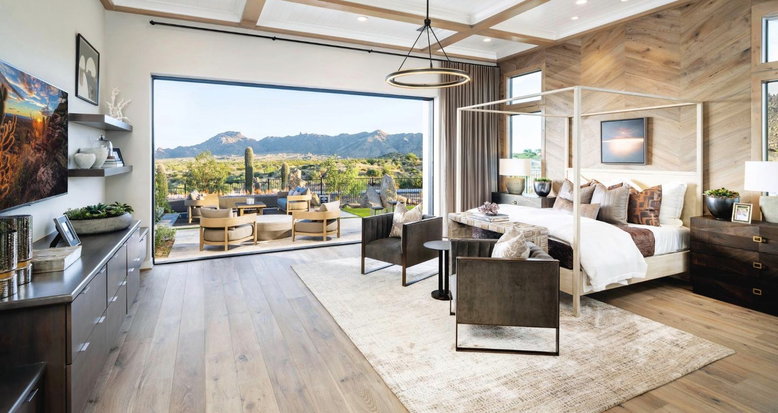 Arizona luxury primary suite with mountain views