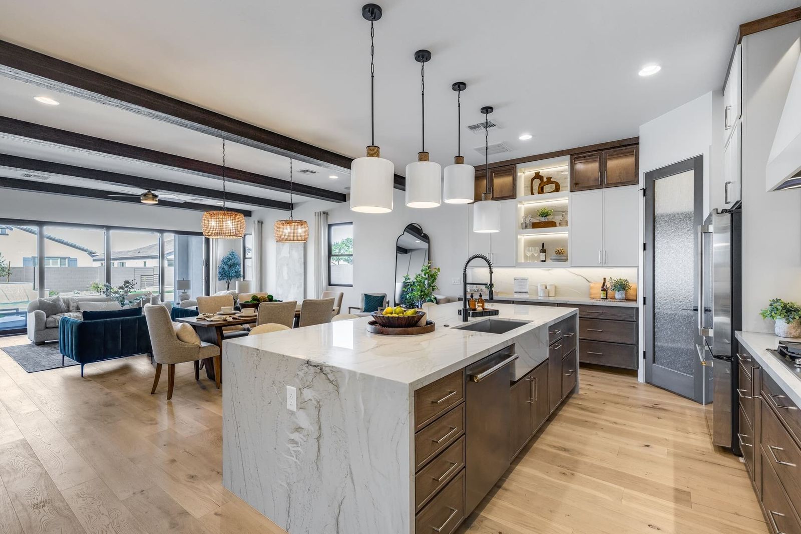 New construction kitchen with waterfall island in Arizona
