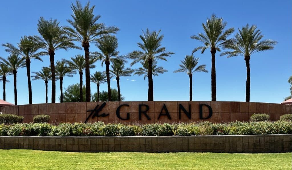 The Grand 55+ community entrance in Surprise, Arizona